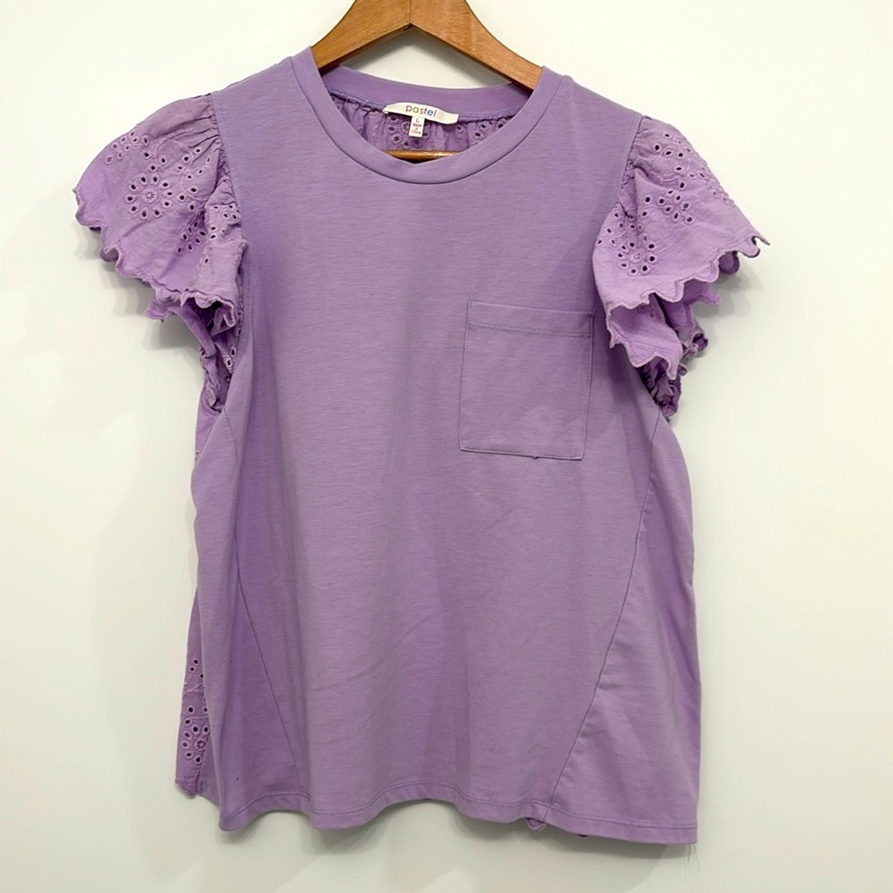 $10 Closeout! Anthropologie Pastel Purple Eyelet Top